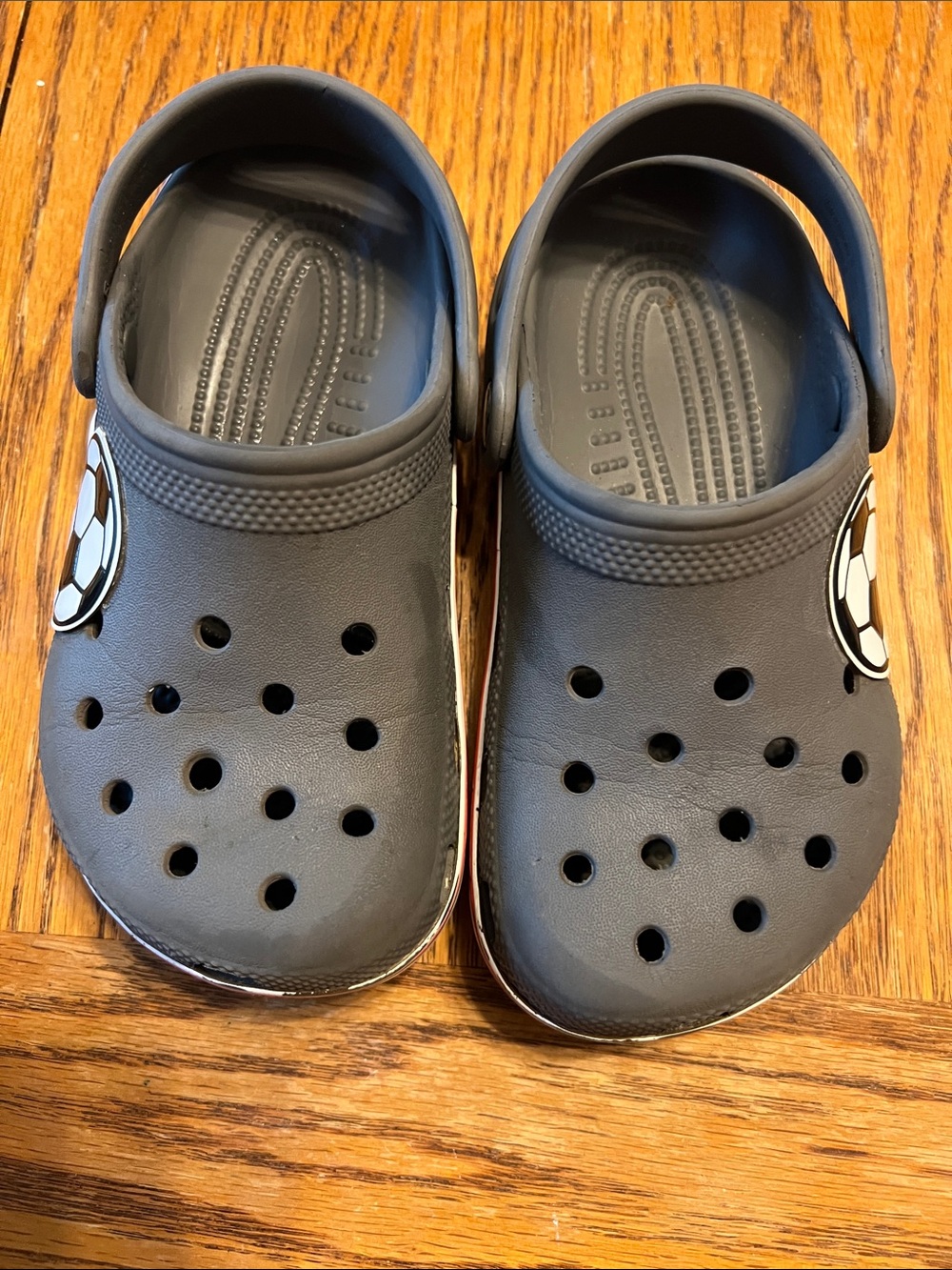Crocs Kids Soccer Ball Graphic Clogs Gray Size J1
